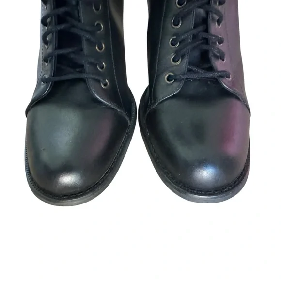 Vintage 80s Euro Club Victorian Style Black Leather LaceUp Granny Boots Goth 8.5 - Picture 3 of 12